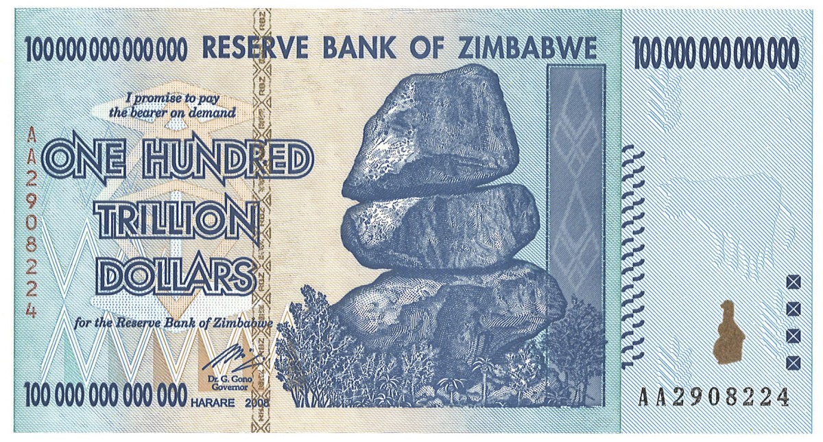 Zimbabwe. 100 Trillion Dollars. Banknote. Type 2008. - UNC.