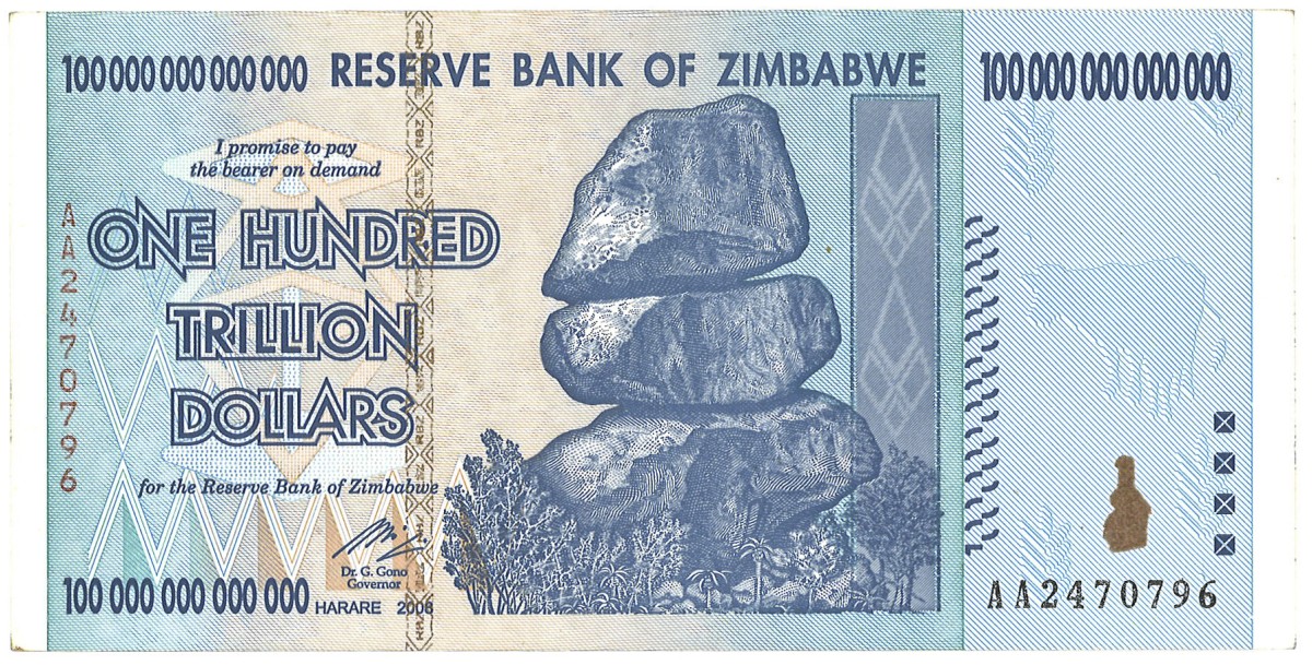 Zimbabwe. 100 Trillion Dollars. Banknote. Type 2008. - UNC.