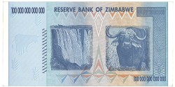 Zimbabwe. 100 Trillion Dollars. Banknote. Type 2008. - UNC.