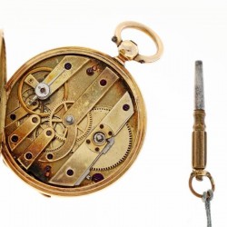 Zakhorloge goud, Savonette cylindergang - Unisexzakhorloge - Handopwindbaar - Ca. 1875.