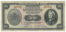 Netherlands Indies. 500 Gulden. Banknote. Type 1943. Type RMS Stempel. - Extremely fine.