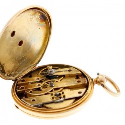 Zakhorloge goud, Savonette cylindergang - Unisexzakhorloge - Handopwindbaar - Ca. 1875.