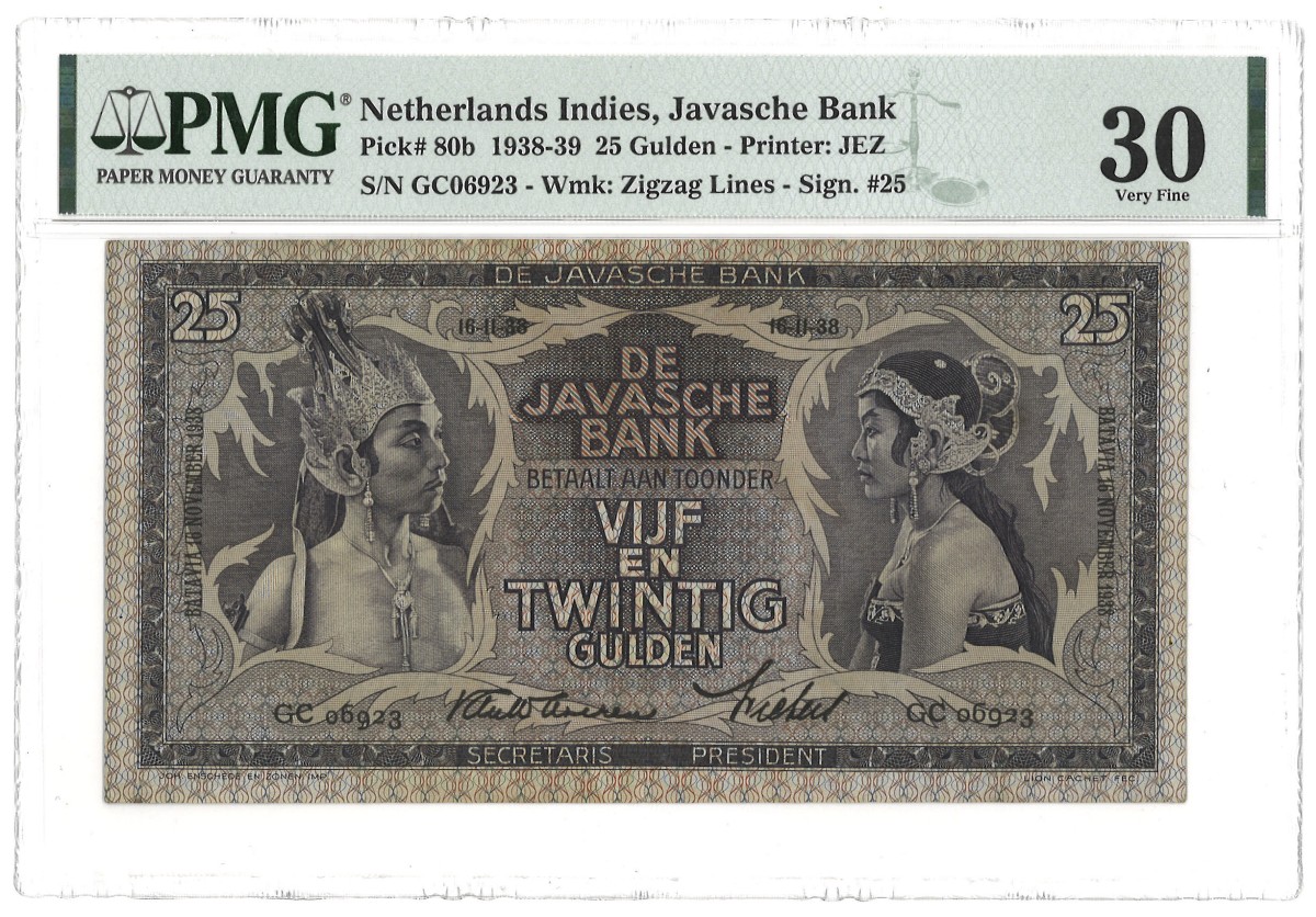 Netherlands-Indies. 25 Gulden. Banknote. Type 1938/1939. - PMG 30