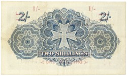 Malta. 1 Shilling overprint on 2 Schilling. Banknote. Type 1940. - Very fine +.