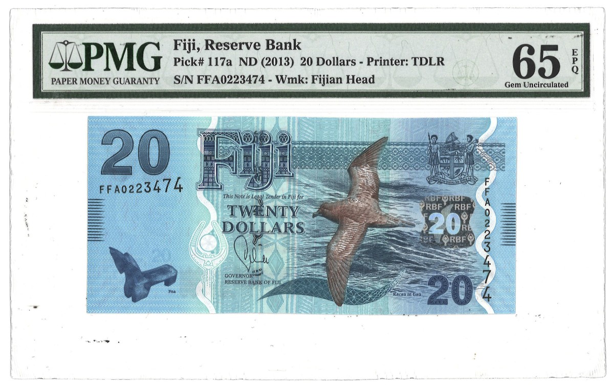 Fiji. 20 Dollar. Banknote. Type 2013. - PMG 65EPQ