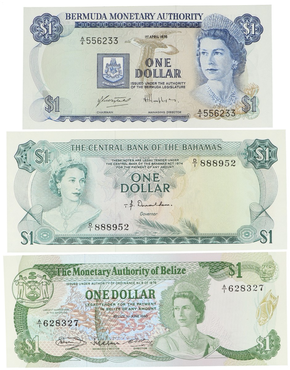 Caribbean. lot 3 banknotes. Banknote. Type 1974/1978. - Extremely fine.