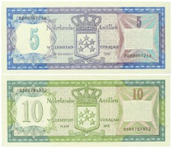 Nederlandse antillen. lot 2 bankbiljetten. Bankbiljet. Type 1979/1980. - UNC.