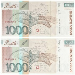 Slovenia. Lot 2 Bankbotes. Banknote. Type 2004. - Extremely fine.