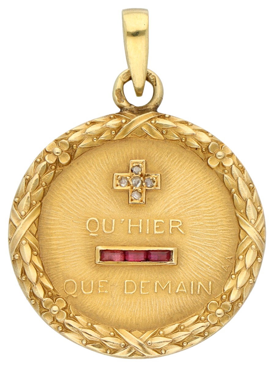 18K Geelgouden Alphonse Augis 'Plus qu'hier, moins que demain' hanger