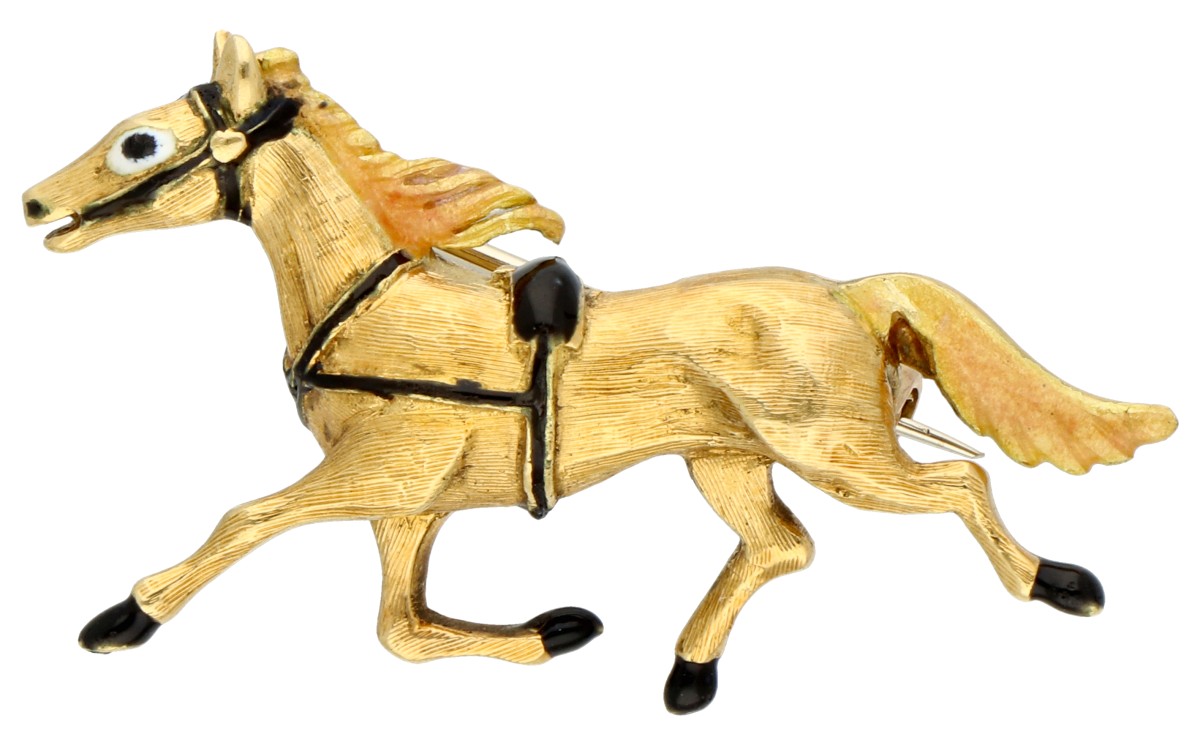 14K Geelgouden broche van een paard