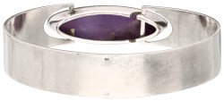 Zilveren Finse design bangle met amethist.