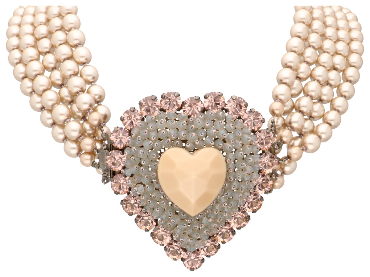 Bijoux Giorgio Armani parel collier met zirkonia.