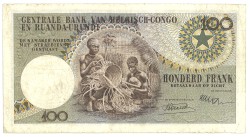 Belgian Rwanda and Urundi. 100 Francs. Banknote. Type 1955/1960. Type Leopold II. - Extremely fine.