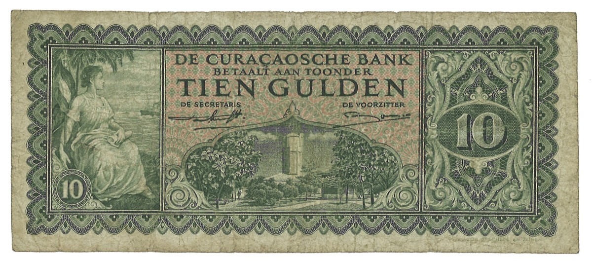 Curaçao. 10 Gulden. Banknote. Type 1948. - Extremely fine.