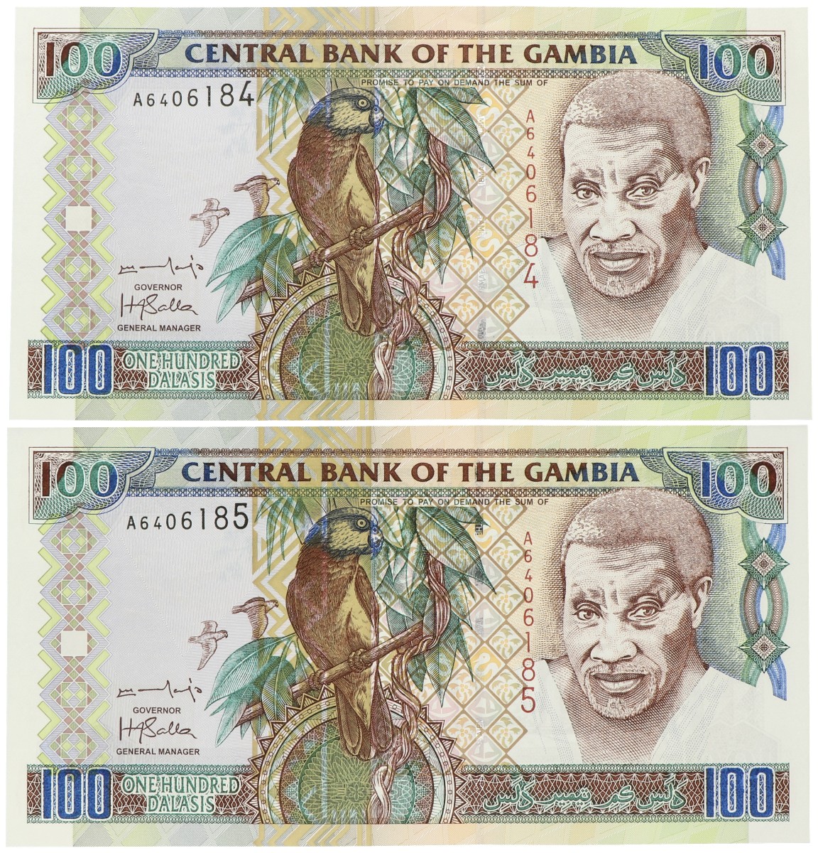 Gambia. Lot 2 banknotes. Banknote. Type 2001/2005. - UNC.