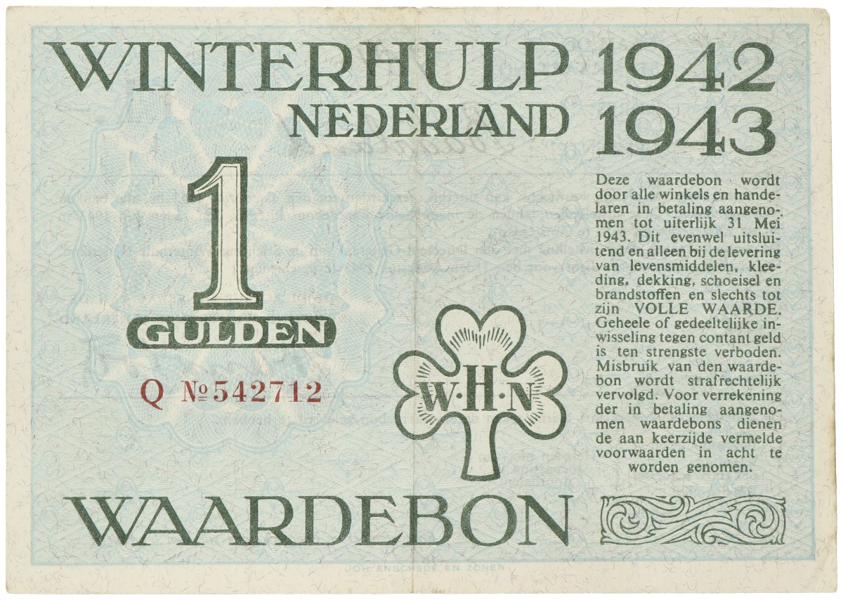Nederland. 1 Gulden. Winterhulp. Type 1942/1943. - Prachtig.