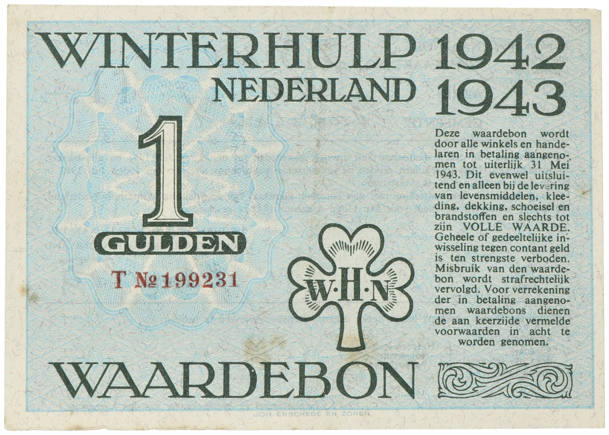 Nederland. 1 Gulden. Winterhulp. Type 1942/1943. - Prachtig.