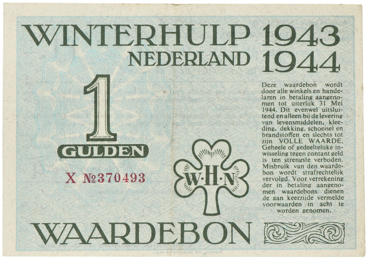 Nederland. 1 Gulden. Winterhulp. Type 1943/1944. - Prachtig.