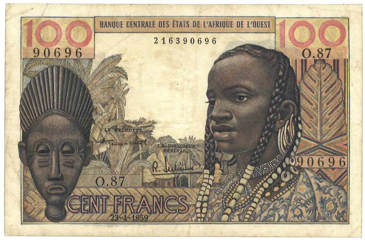 French West Africa. 100 Francs. Banknote. Type 1956/1961. - Very fine +.