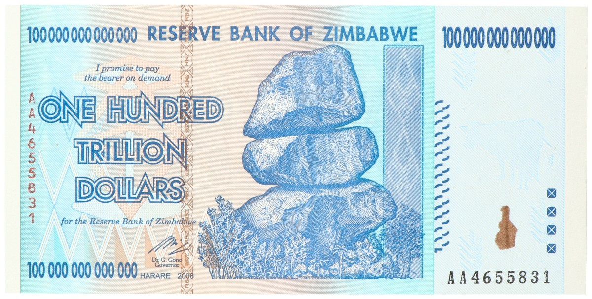 Zimbabwe. 100 Trillion Dollars. Banknote. Type 2008. - UNC.