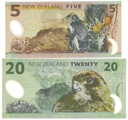 New Zealand. Lot 2 Banknotes. Banknote. Type 1999/2015. - UNC.