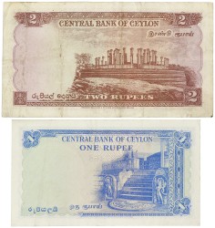 Ceylon. Lot 2 banknotes. Banknote. Type 1952. - Very fine.