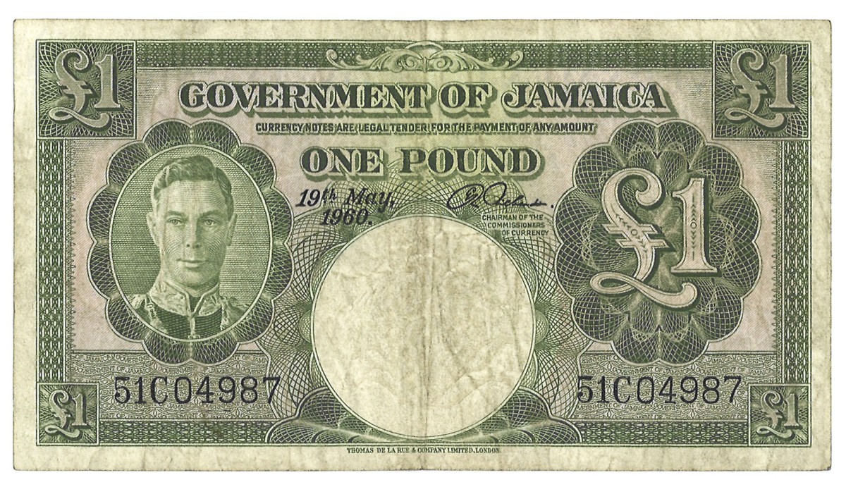 Jamaica. 1 Pound. Banknote. Type 1960. - Very fine.