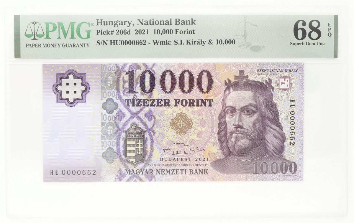 Hungary. 10.000 Florint. Banknote. Type 2021. - PMG 68 EPQ