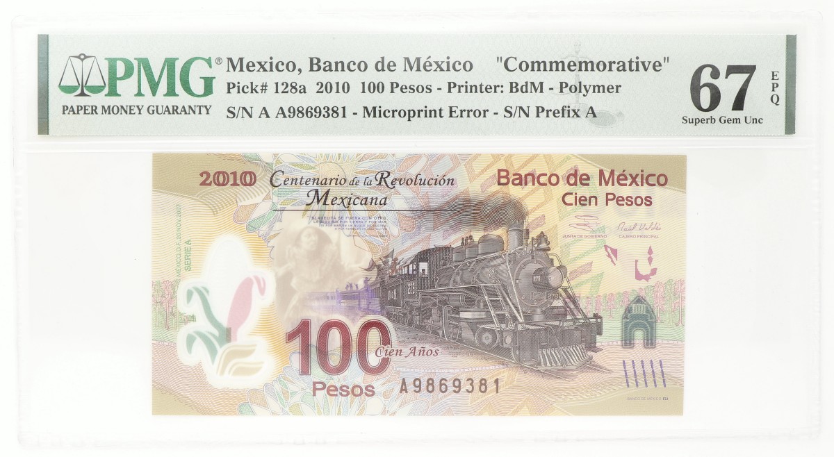 Mexico. 100 Pesos. Banknote. Type 2010. Type Commemorative Issue. - PMG 67 EPQ