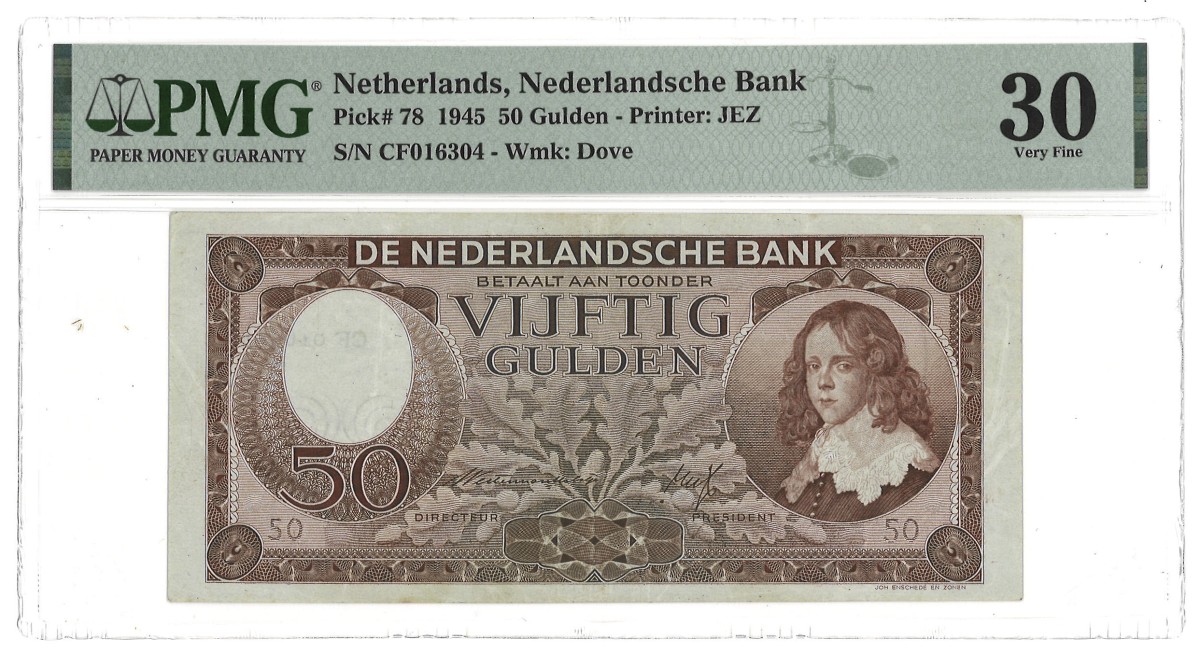 Nederland. 50 Gulden. Bankbiljet. Type 1945. Type Stadthouder Willem III. - Zeer Fraai.