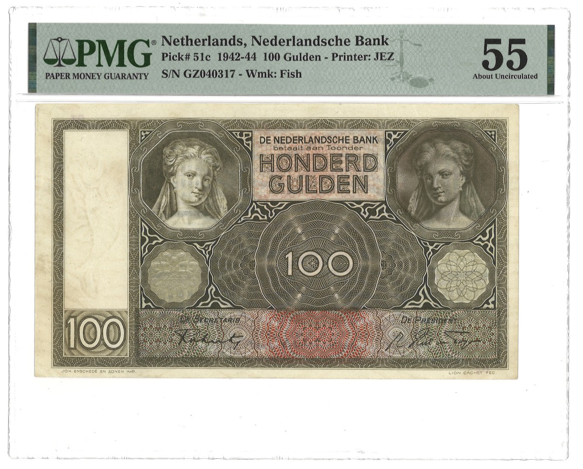 Nederland. 100 Gulden. Bankbiljet. Type 1942. - PMG 55