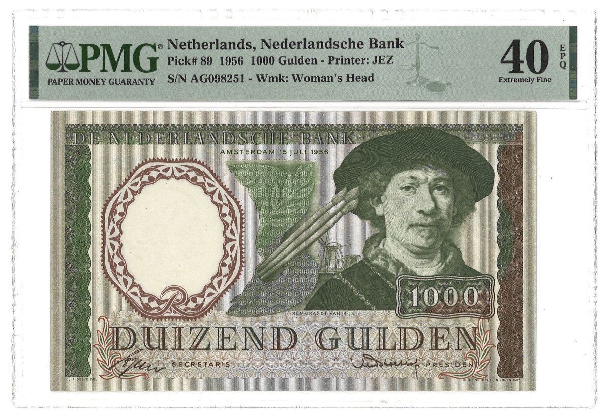 Nederland. 1000 Gulden. Bankbiljet. Type 1956. Type Rembrandt van Rijn. - PMG 40 EPQ