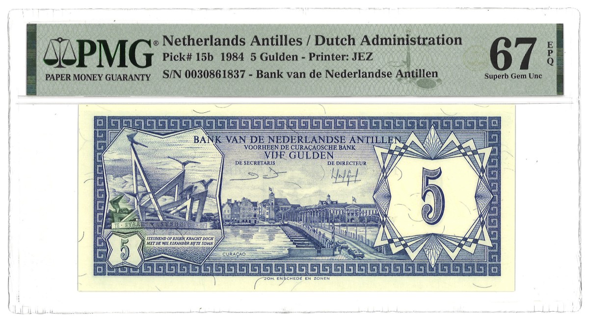 Netherlands-Antilles. 5 Gulden. Banknote. Type 1984. - PMG 67 EPQ