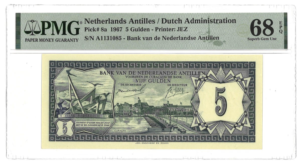 Netherlands-Antilles. 5 Gulden. Banknote. Type 1967. - PMG 68 EPQ