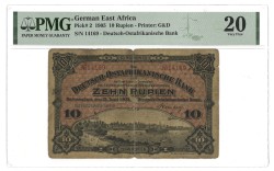 German East Afrika. 10 Rupees. Banknote. Type 1905. - PMG 20