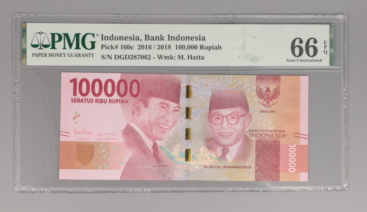 Indonesia. 100.000 Rupiah. Banknote. Type 2016/2018. - PMG 66 EPQ