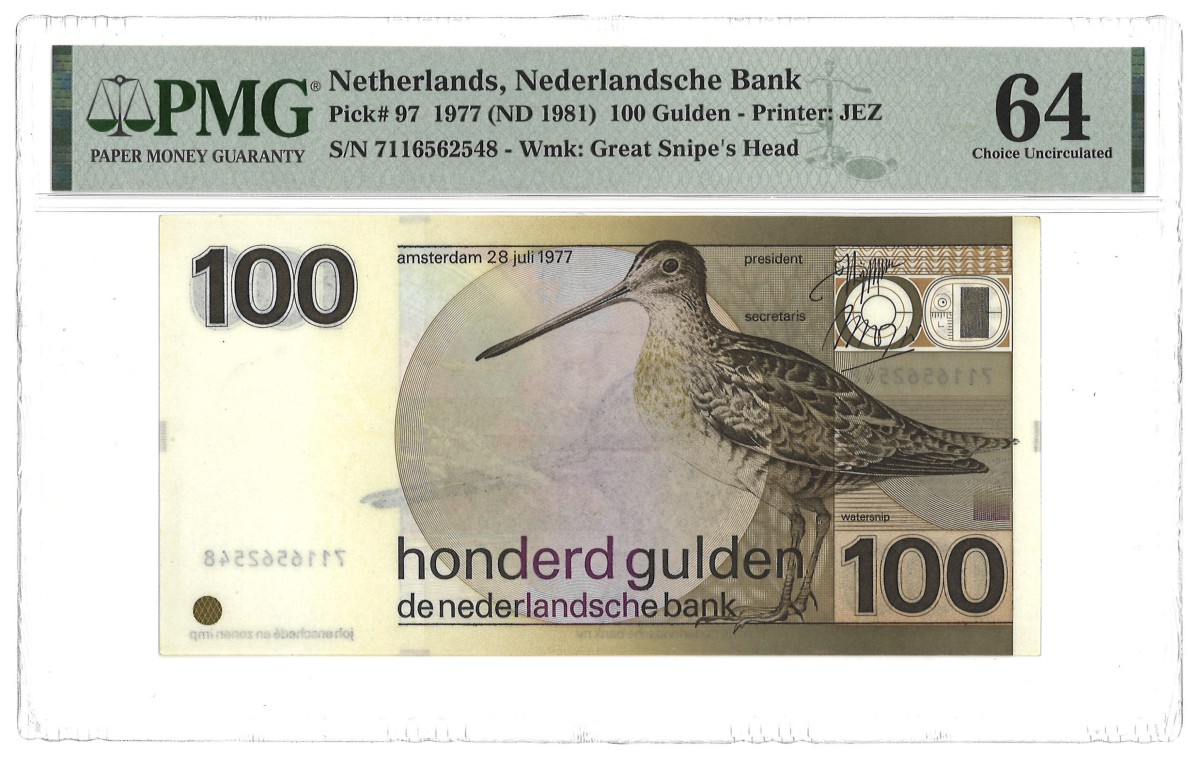 Nederland. 100 Gulden. Bankblijet. Type 1977. Type Snip. - PMG 64