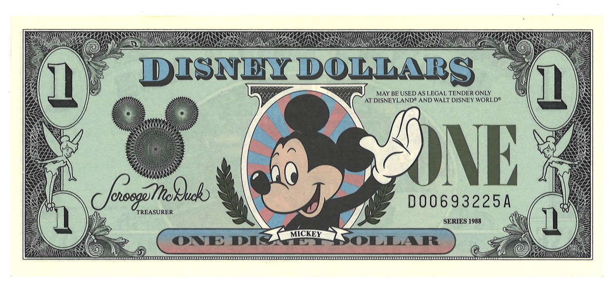 United States of America. 1 Dollar. Fantasy Currency. Type 1998. Type DIsney Dollar. - UNC.