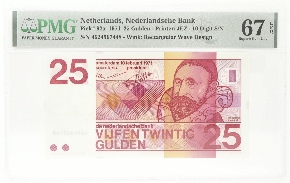 Nederland. 25 Gulden. Bankbiljet. Type 1971. Type Jan Pieterszoon Sweelinck. - PMG 67 EPQ