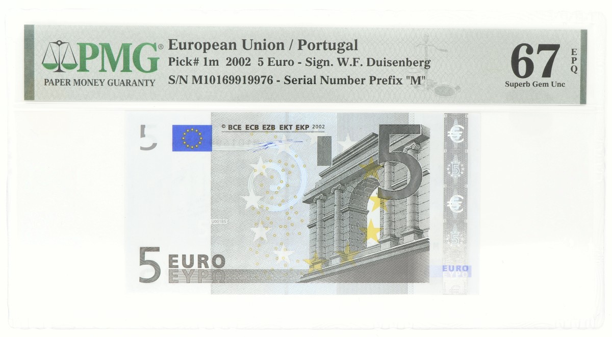 European Union / Portugal. 5 Euro. Bankbiljet. Type 2002. - PMG 67 EPQ