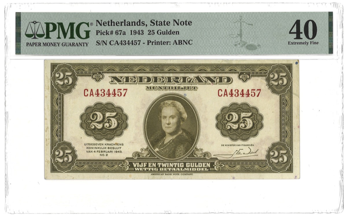 Nederland. 25 Gulden. Bankbiljet. Type 1943. - PMG 40