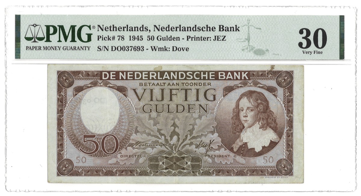 Nederland. 50 Gulden. Bankbiljet. Type 1945. Type Stadthouder Willem III. - PMG 30