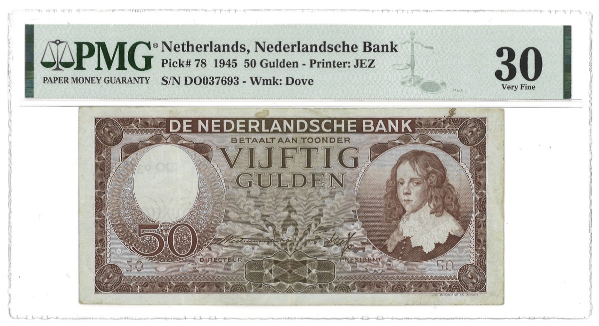 Nederland. 50 Gulden. Bankbiljet. Type 1945. Type Stadthouder Willem III. - PMG 30