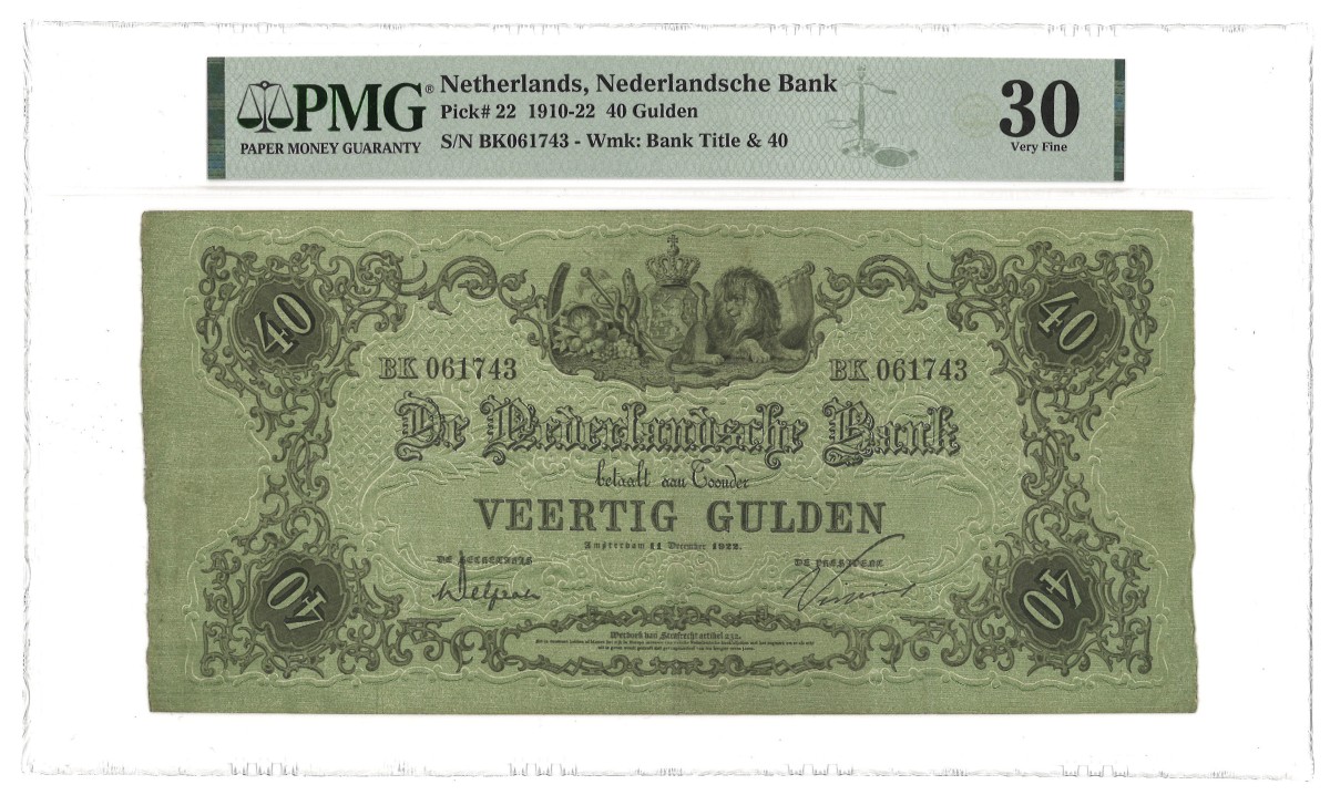 Nederland. 40 Gulden. Bankbiljet. Type 1910/1922. - PMG 30