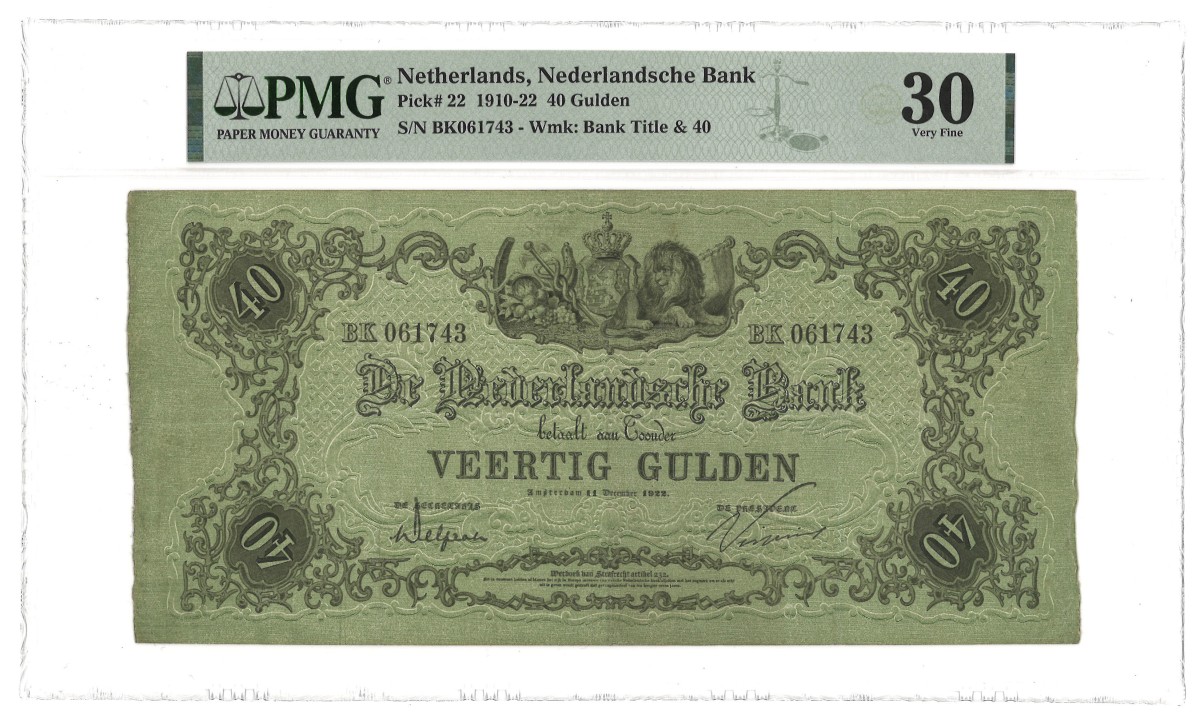 Nederland. 40 Gulden. Bankbiljet. Type 1910/1922. - PMG 30