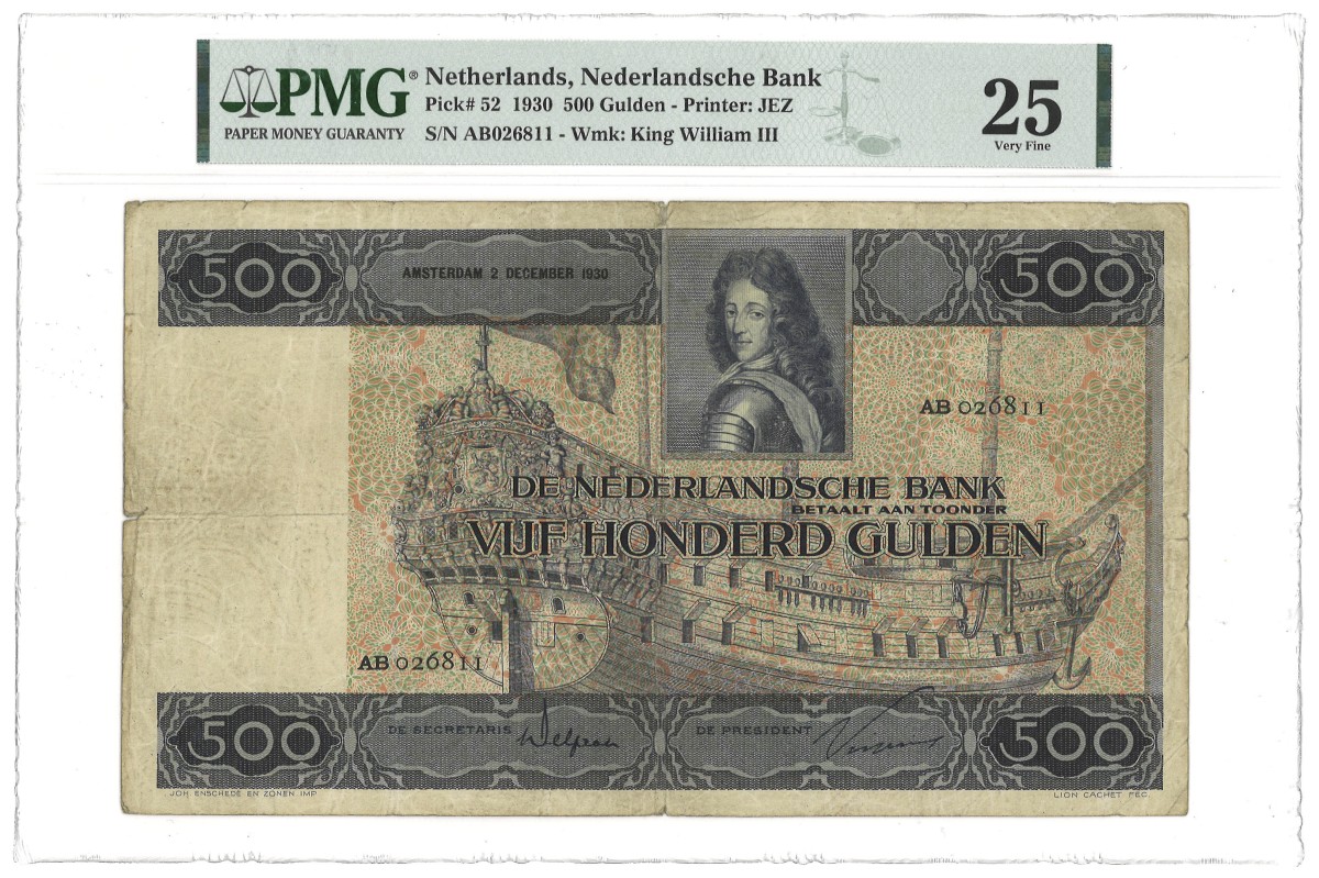 Nederland. 500 Gulden. Bankbiljet. Type 1930. Type Hollandia. - PMG 25