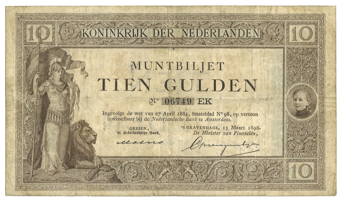 Nederland. 10 Gulden. Bankbiljet. Type 1894. - Zeer Fraai -