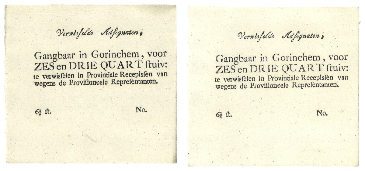 Nederland. 2 Recepissen. Recepisse. Type ND. Type Gorinchem. - Prachtig / UNC.