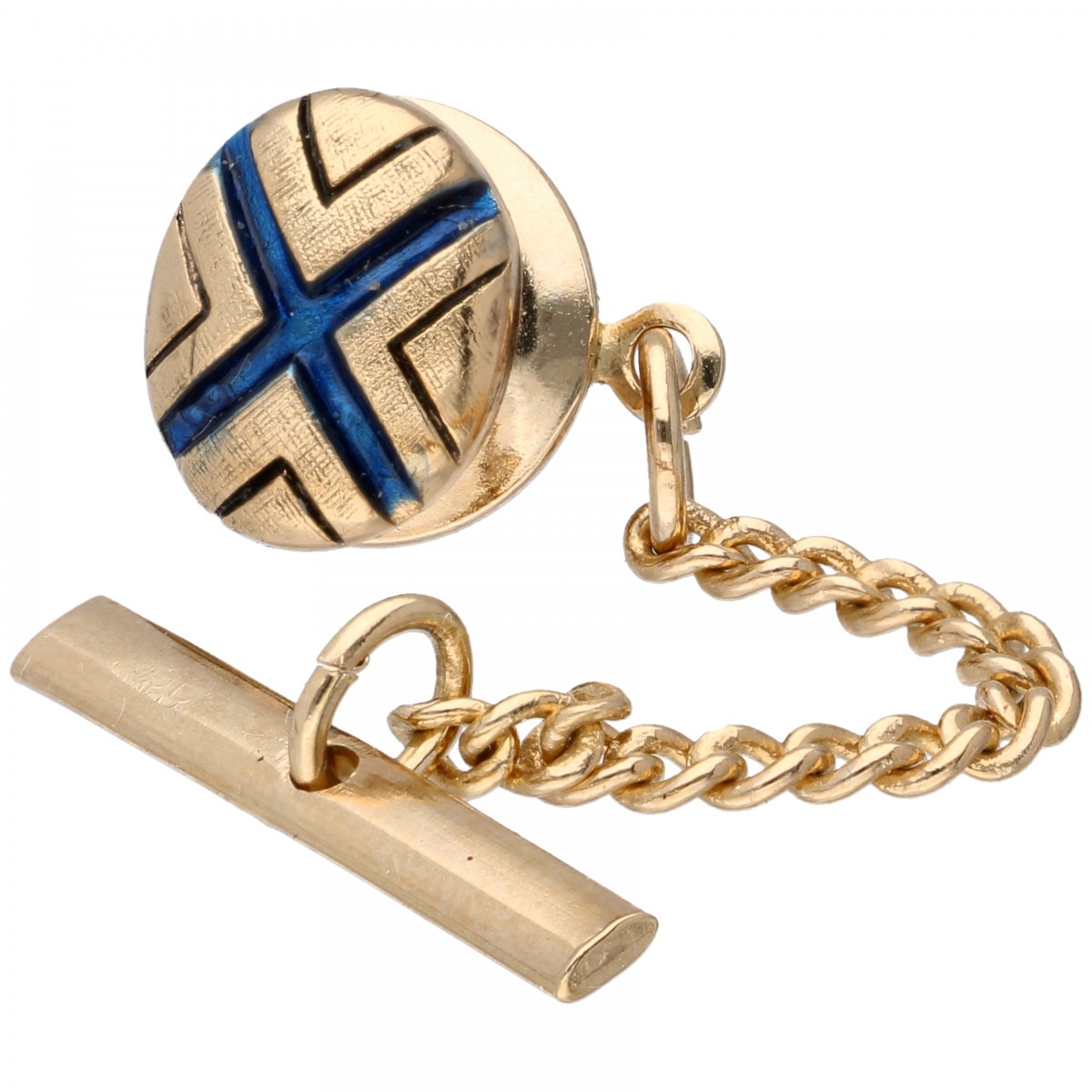 Vergulde Christian Dior vintage daspin met blauwe emaille.
