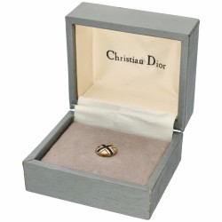 Vergulde Christian Dior vintage daspin met blauwe emaille.